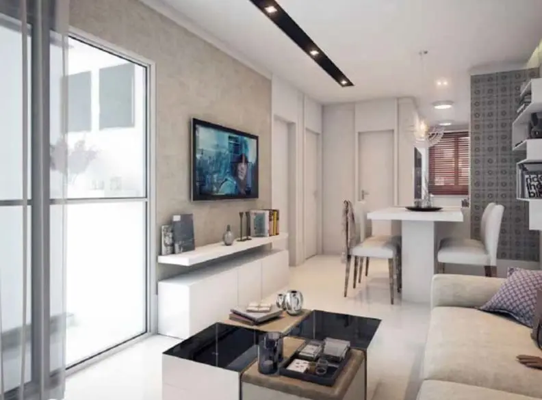Sala de estar apartamento condominio aconchego